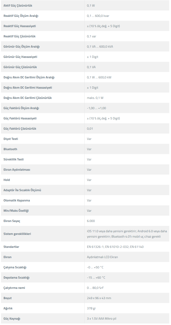 Testo 770-3 Çantalı Teknik Özellikler